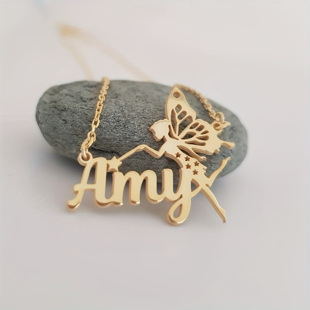 Personalized Fairy & Angel Name Necklace — 18K Plated